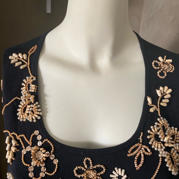 Michael Simion womens tank top silk cotton sequins, beads, XL - Picture 14 of 16